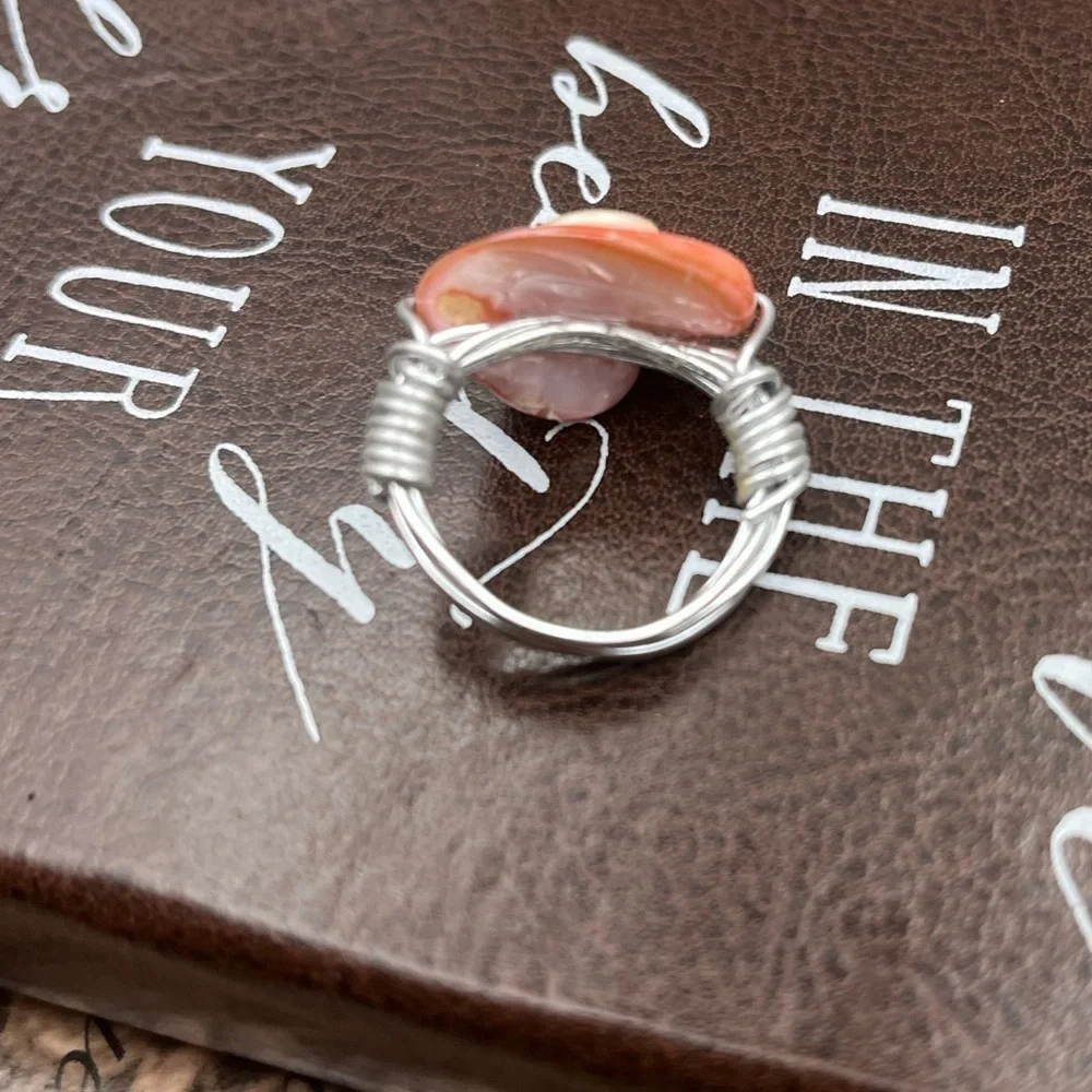 Y2K Handmade Rose Cabochon Ring 6.5 Cottagecore Fairycore Coquette